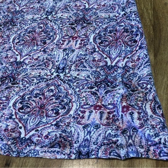 J Jill Love Linen Short Sleeve T Shirt Pink Purple Bohemian Pattern Size 1X Crop - Picture 2 of 7